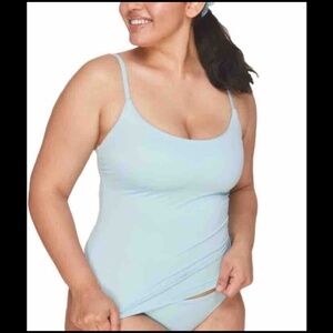 Andie Swim The Longline Tank/Tankini Bikini Top Cabana Blue Size S - NWT